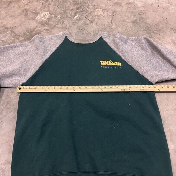 Vintage Wilson Athletic Crewneck Sweatshirt Forest Green Gold Mens L Made in USA - Picture 3 of 7